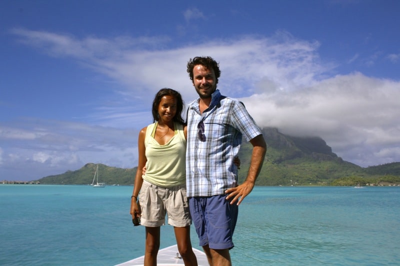 peter and kia on the Bora Bora lagoon tour