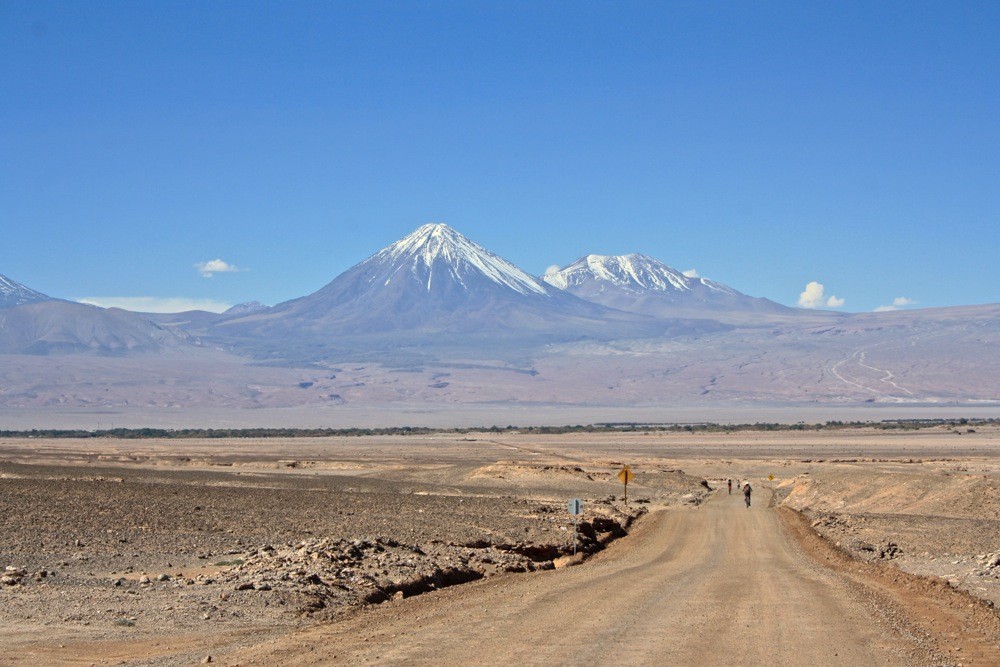 atacama desert with mountain in background