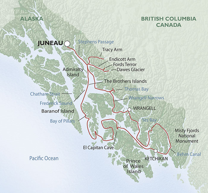 Alaska Cruise Ship Route Map
