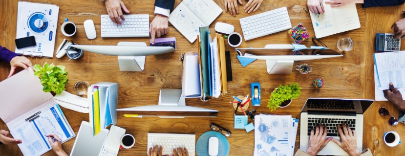 work-life balance: people working at a table