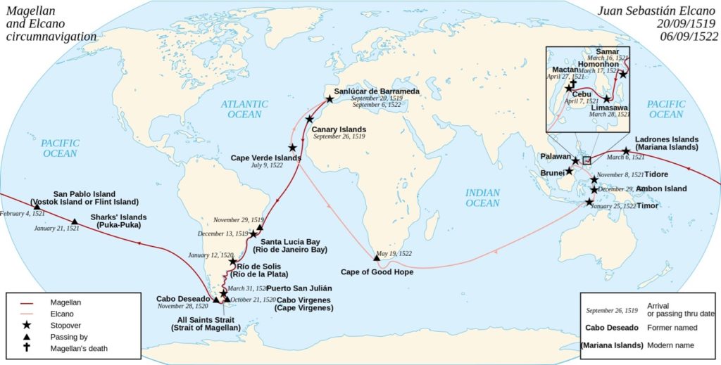 Ferdinand Magellan route - map