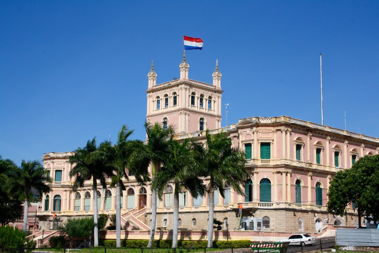 A wide shot of Palacio de López in Asunción in Paraguay palace