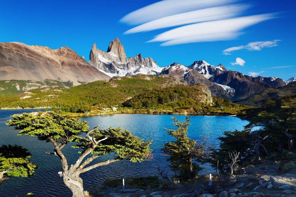 Fitz Roy seen from Laguna Capri, a day hike from El Chaltén