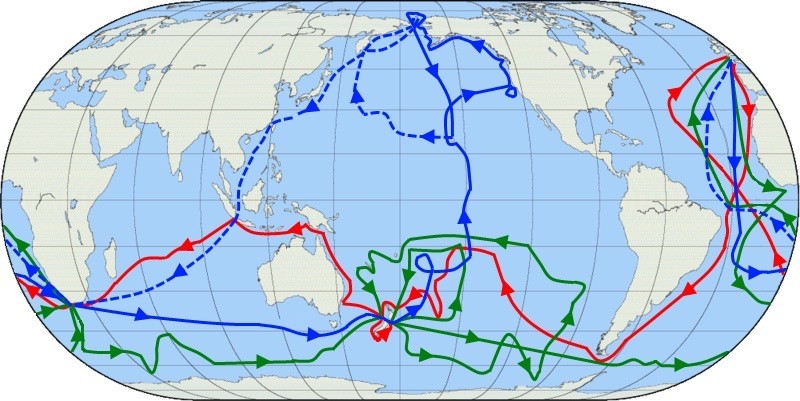 A map of Cook's epic journeys of discovery
