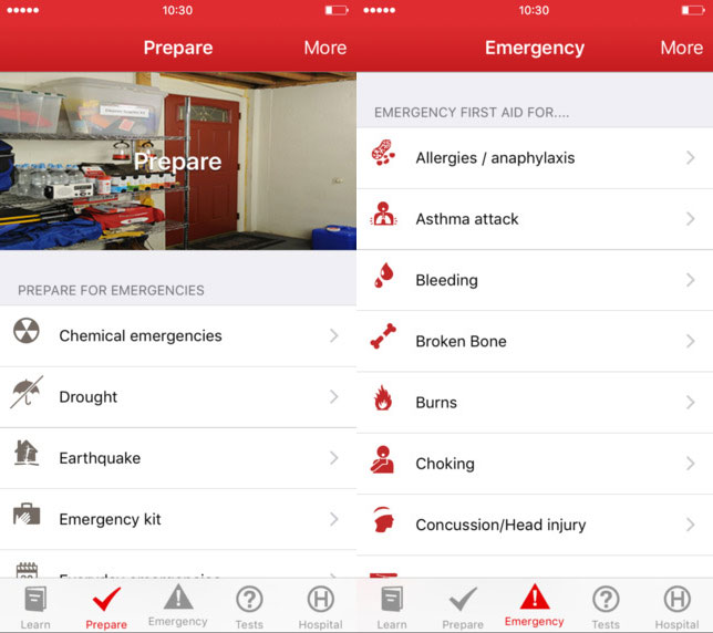 Hiking First Aid Kit: Red Cross App