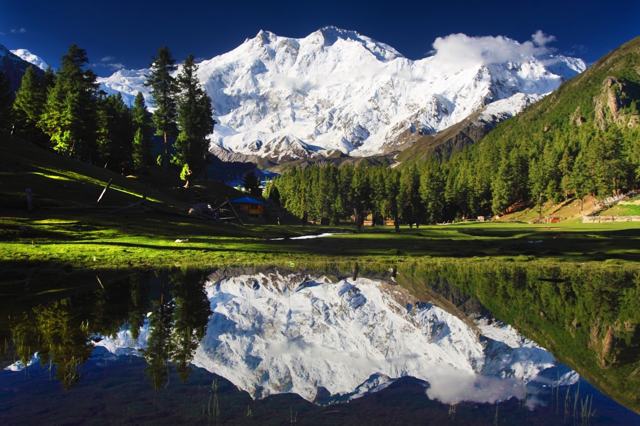 nanga-parbat reflected in calm waters