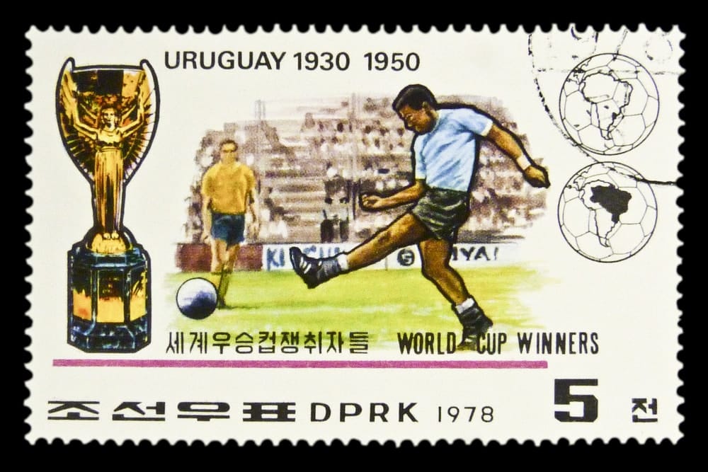 A stamp commemorating Uruguay's world cup success