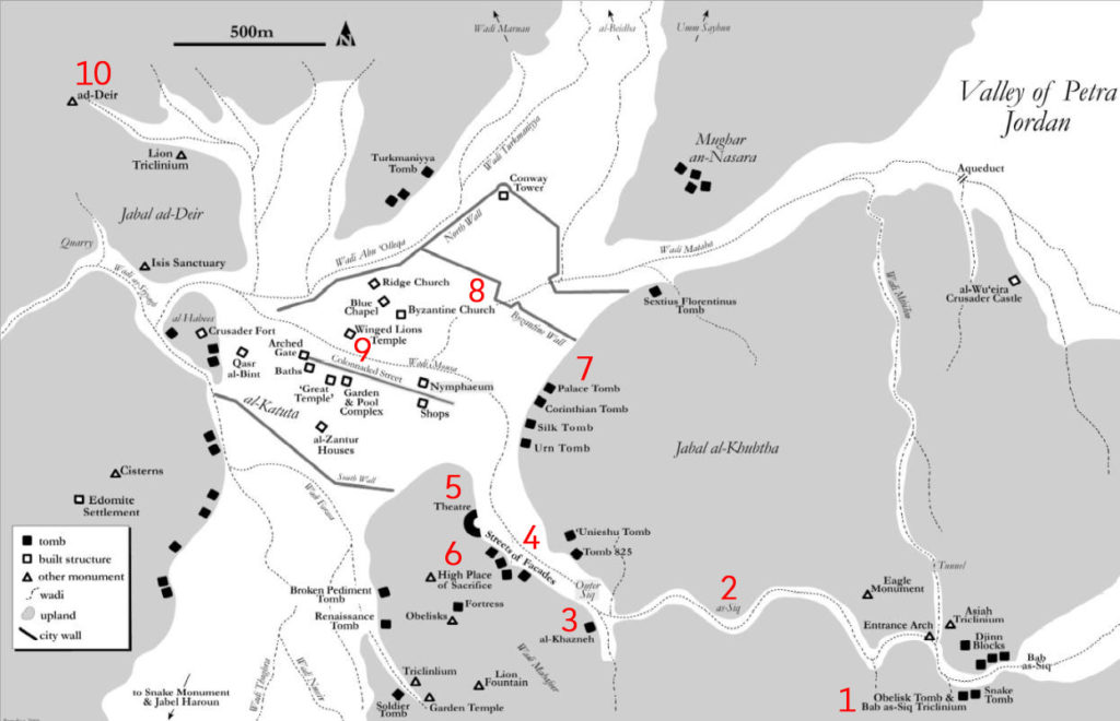 A useful map for visiting Petra