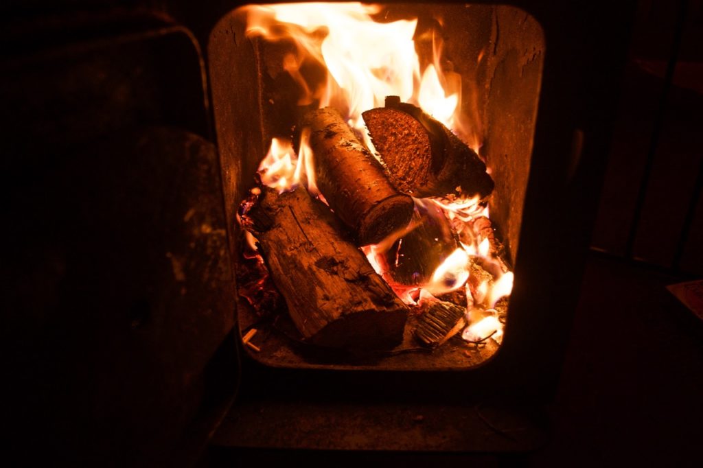 glamping in Devon fireplace