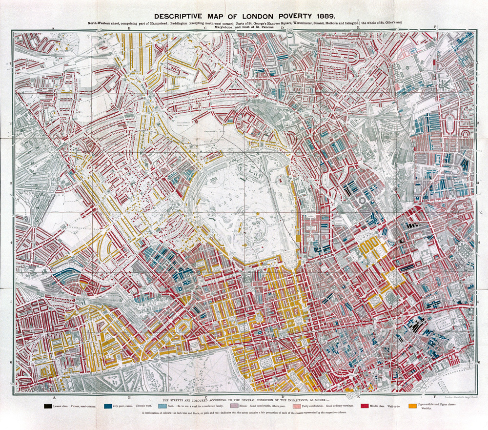Charles Booth's colour-coded map of London