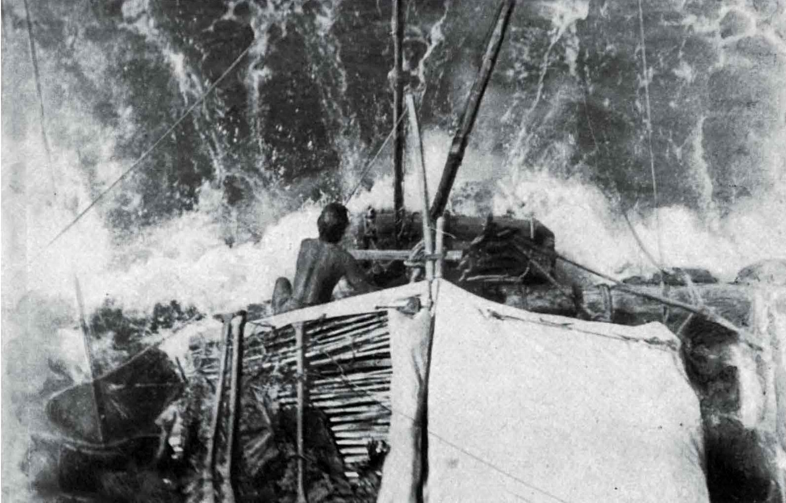 Kon Tiki navigates a wave