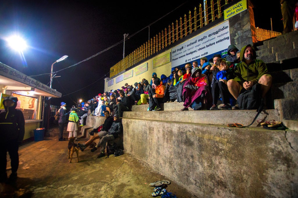 Waiting for sunrise while climbing adam's peak