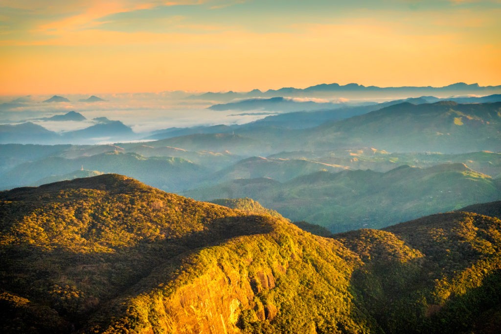 View of mountains after climbing Adam's Peak