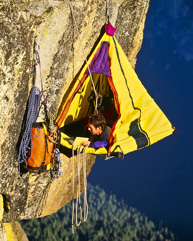 A portaledge on a big wall climb