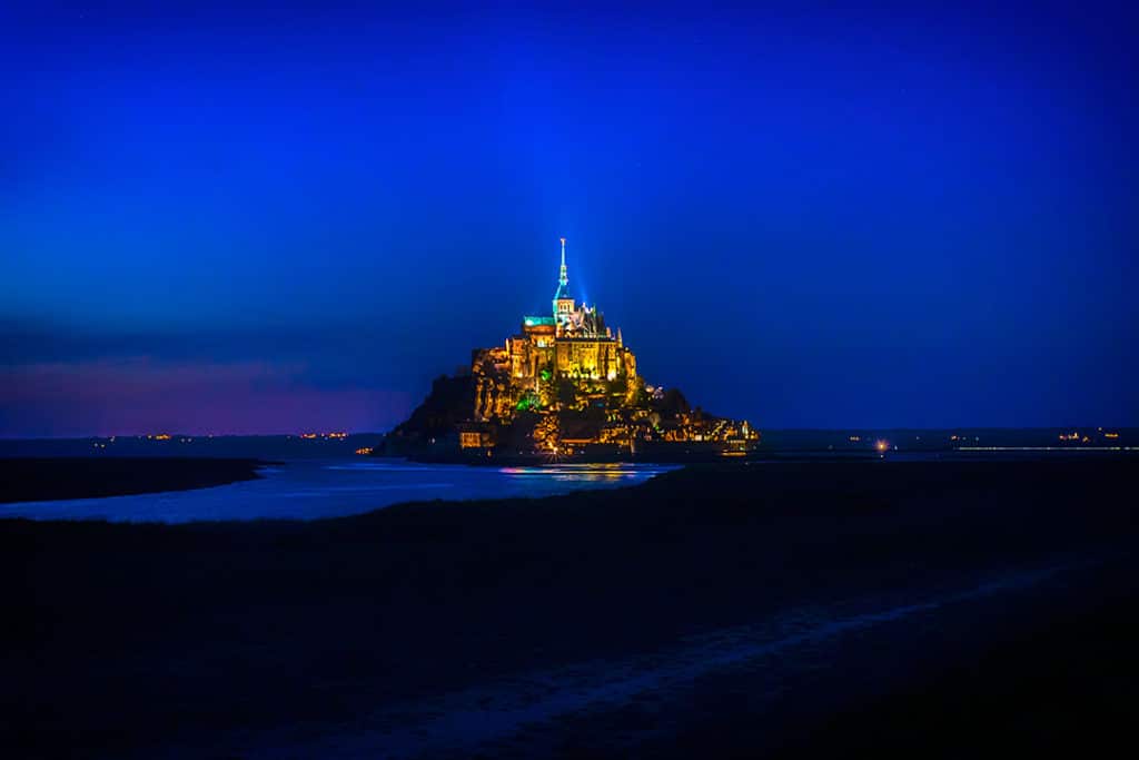 Mont Saint-Michel illuminated at night