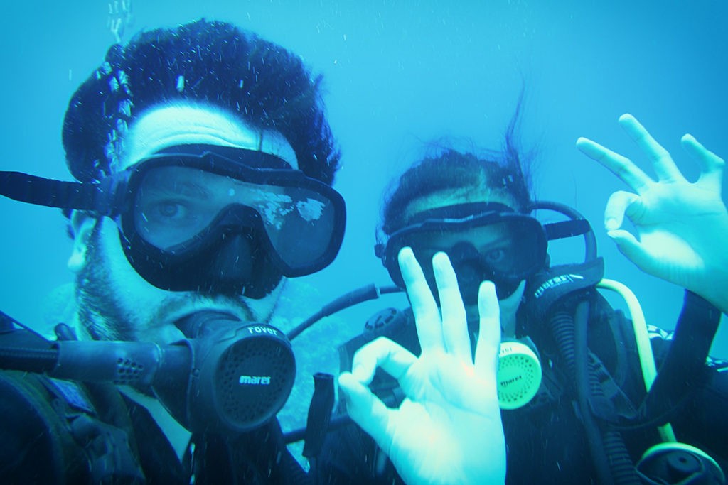 selfie while Diving at Trou aux Biches, Mauritius