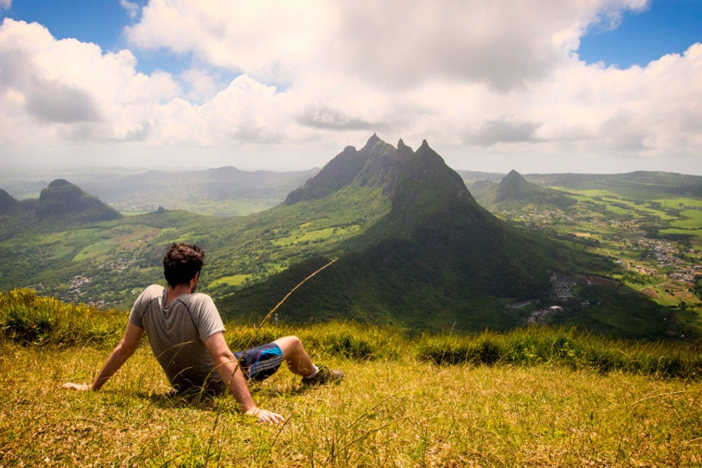 enjoying the view while hiking le pouce 