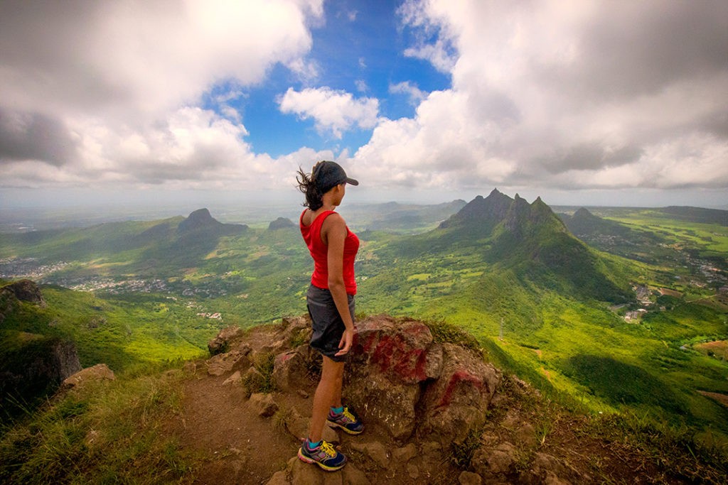 enjoying the view while hiking le pouce 