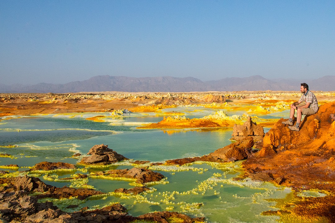 Salt and volcanic minerals create vivid colours at Dallol