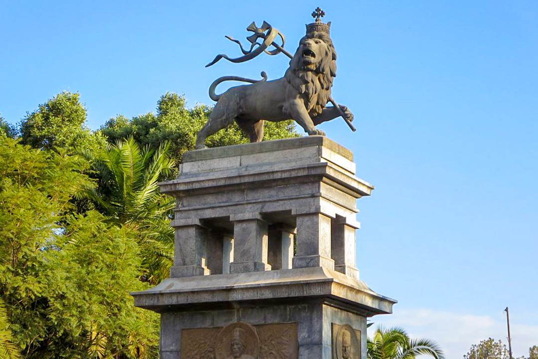 The Lion of Judah stands proud on our Addis Ababa walking tour