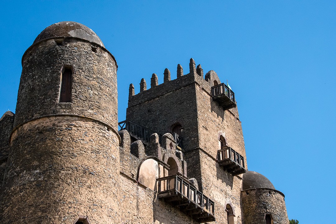 The battlemented parapet of Gondar castle