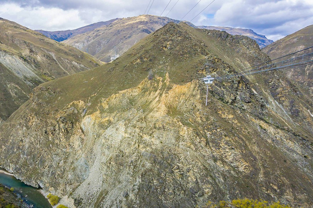 The Nevis Bungy gondola hovers above the abyss