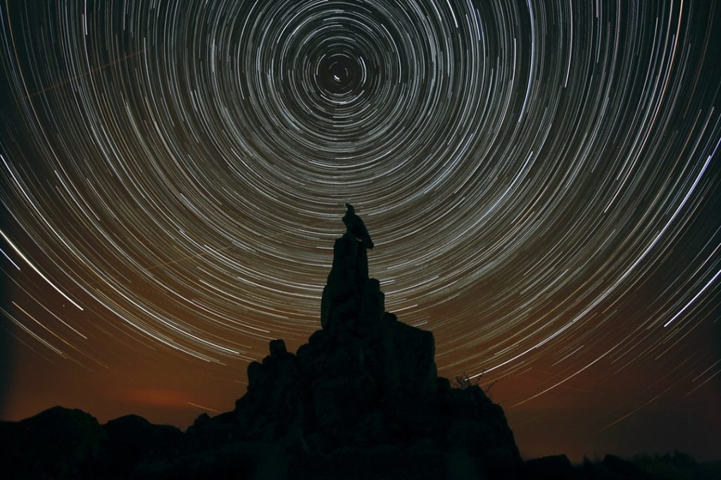 dark sky reserves Star trails over the Wasserkuppe at Rhön