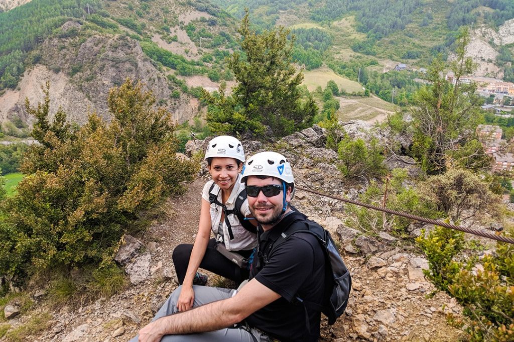 Enjoying our reprieve on our via ferrata in the catalan pyrenees