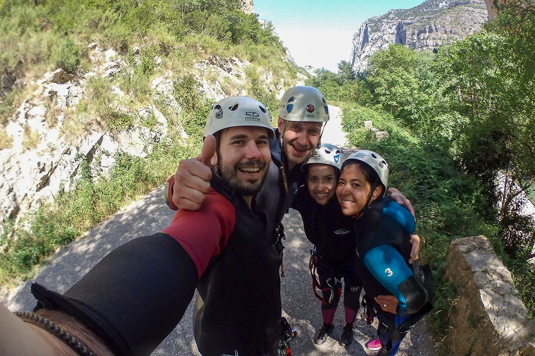All smiles after emerging from Hell's Canyon in Catalonia