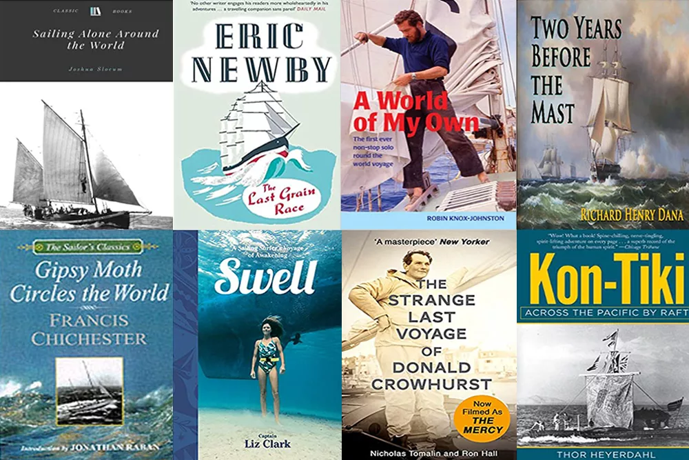 montage of best sailing books 