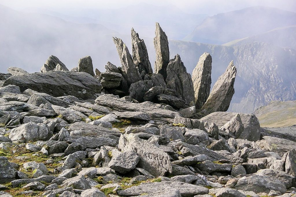 Striking rock formation at Glyder Fawr natural wonders in the uk