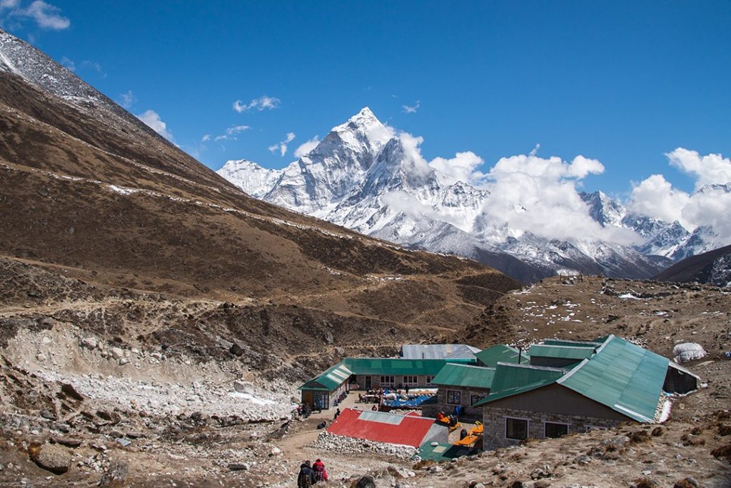 Approaching a teahouse near Lobuche along the Everest base camp trek