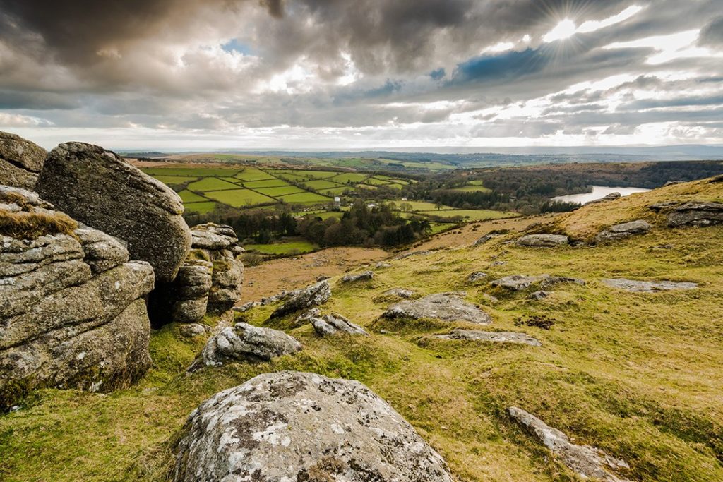 The view from the summit of Sheeps Tor best hikes in Dartmoor National Park