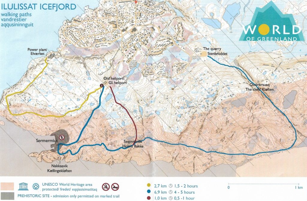 Hiking around Ilulissat map Greenland