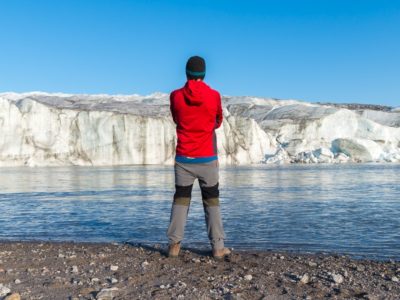 watching the wall while visiting the Greenland ice sheet and Russell Glacier