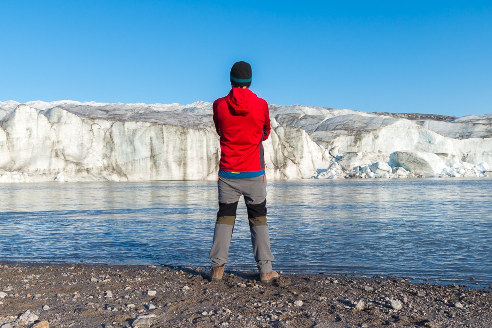 watching the wall while visiting the Greenland ice sheet and Russell Glacier