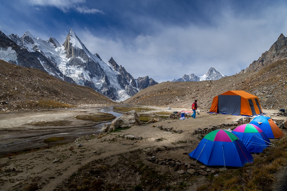 Camping beneath the needlepoint summit of Laila Peak