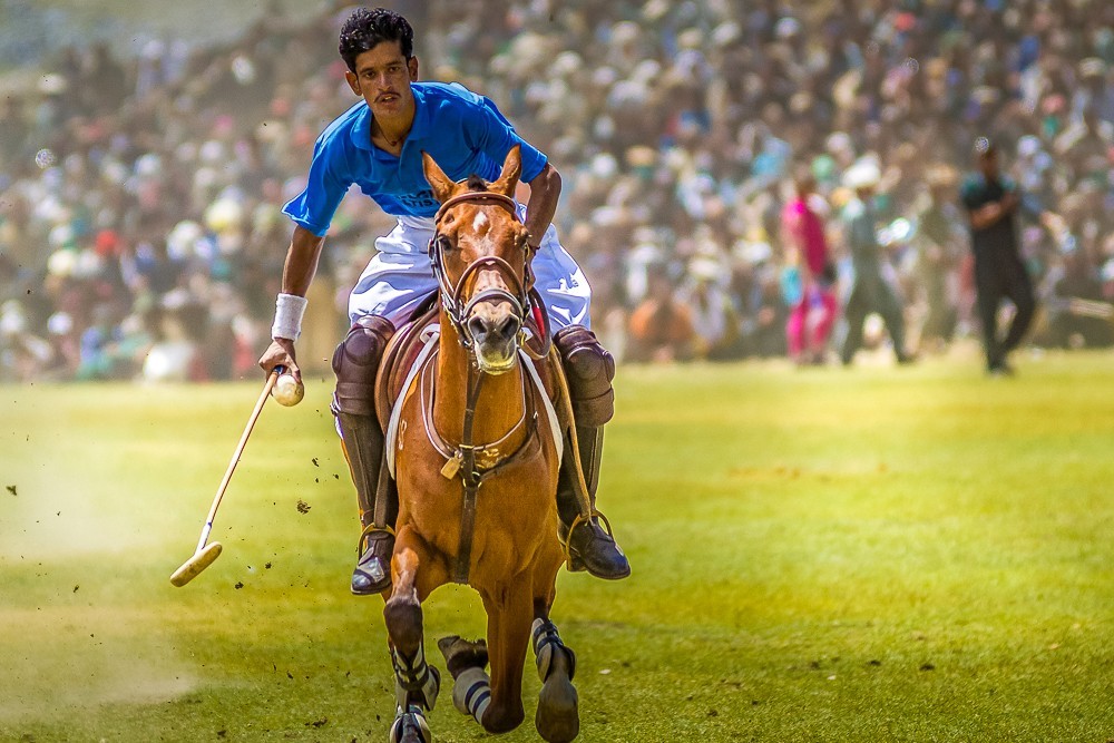 A polo player at the Shandur Polo Festival