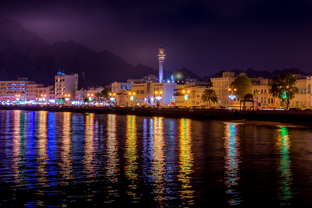 The Muttrah Corniche at night