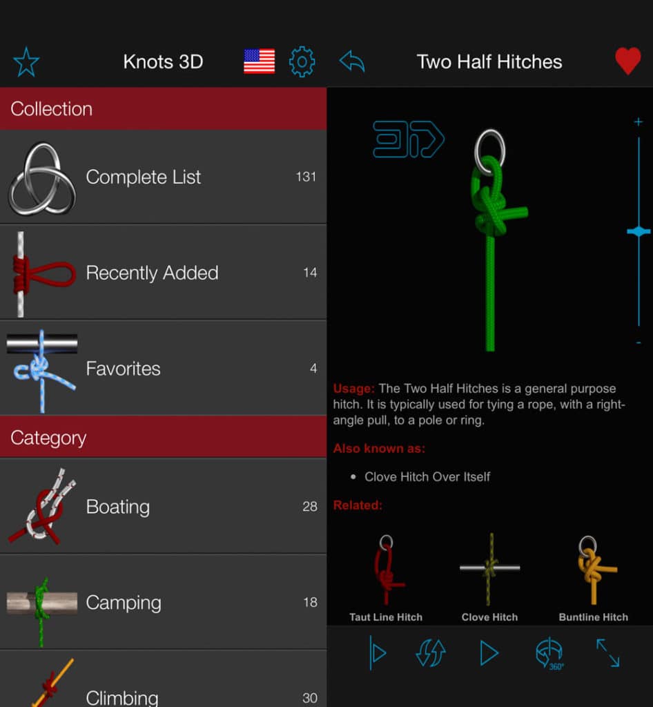screenshots of knots 3d – learn how to tie over 135 knots