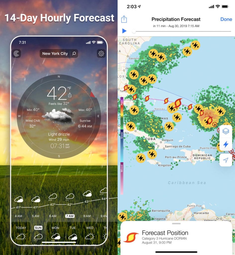 screenshots of weather live