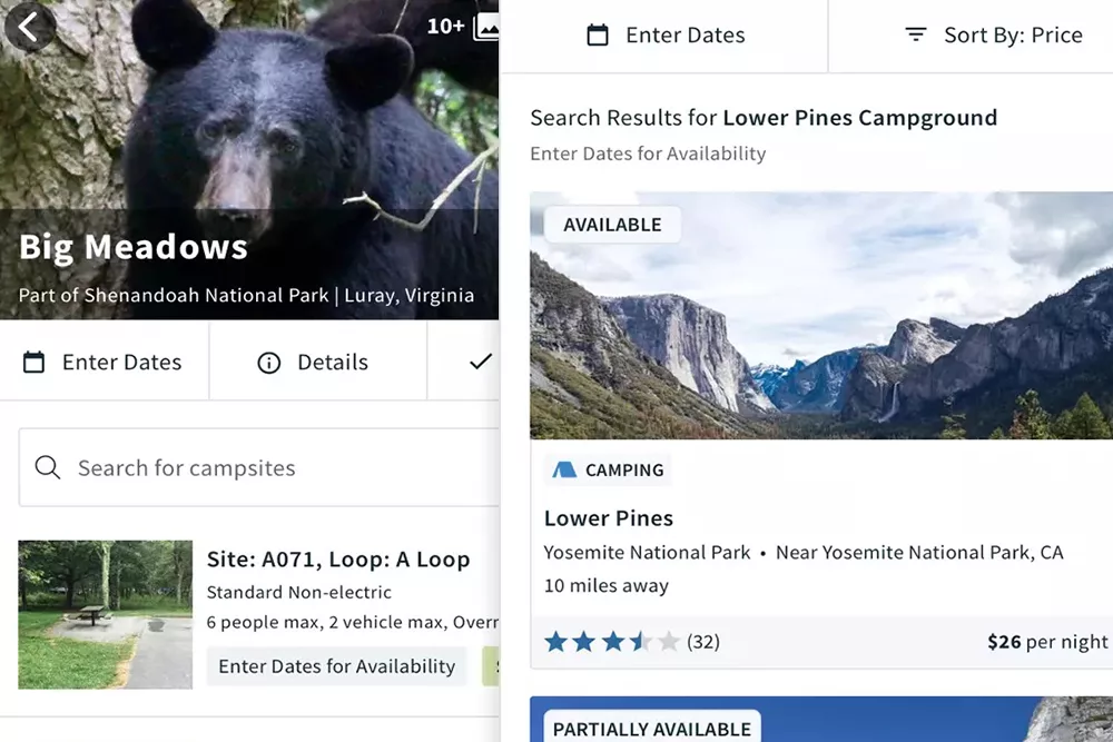 Recreation.gov app screenshots