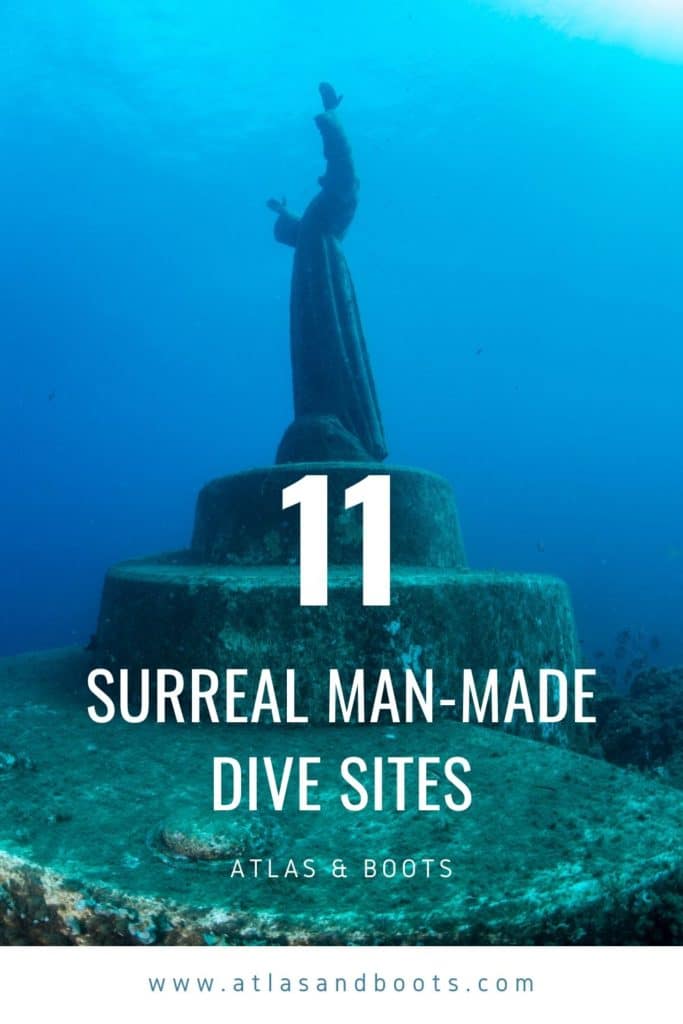 man-made dive sites Pinterest pin