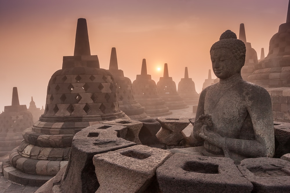 Borobudur in Indonesia, the most multilingual country