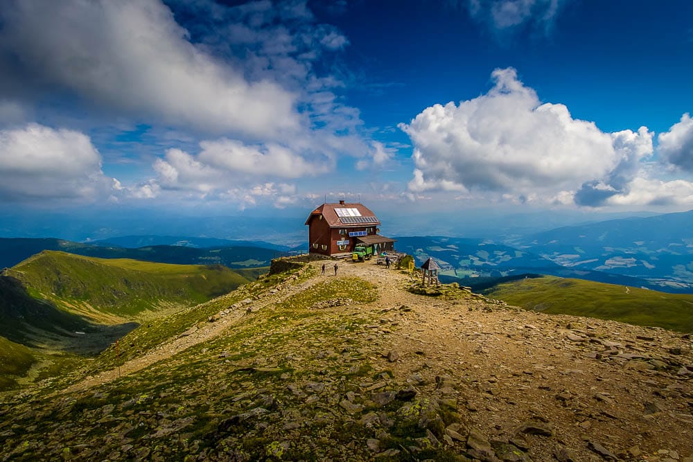 The mountain hut at Zirbitzkogel, one of the Highlander Adventure treks