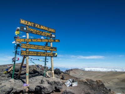 Kilimanjaro summit sign