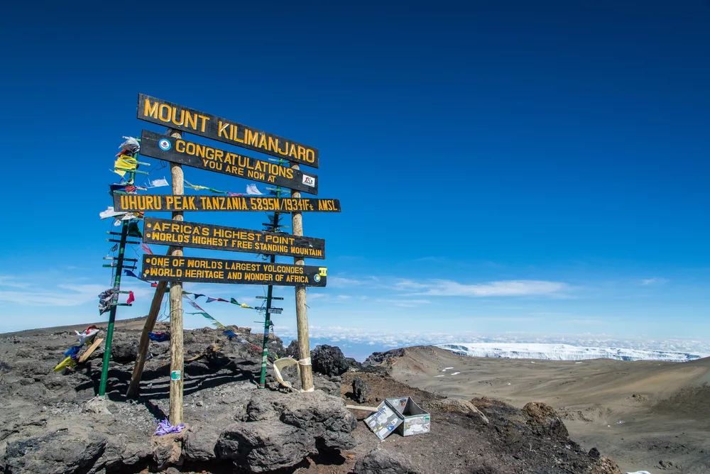 Kilimanjaro summit sign