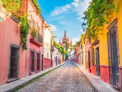 A colourful street in a Mexican city