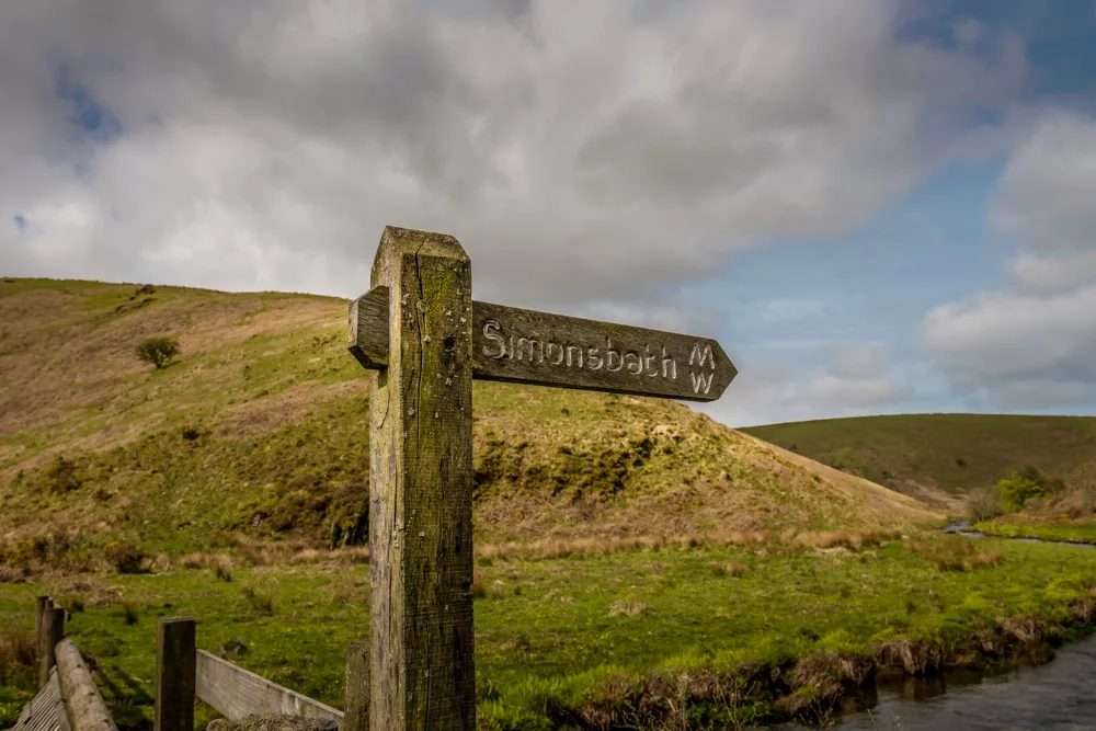 A Two Moors Way signpost on Exmoor