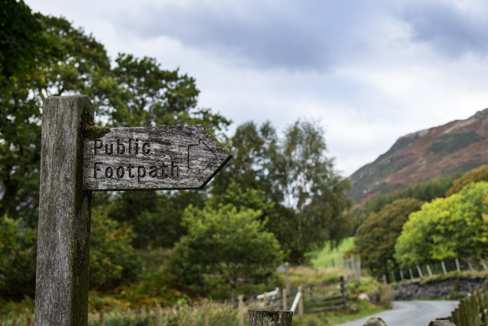 A trail sign on Rannerdale Knotts